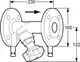Flanschkörper mit zwei Anschlüssen und Regelventil. Teil der Produktlinie von IMI Hydronic Engineering für Strangregulierung in Heizungsanlagen.